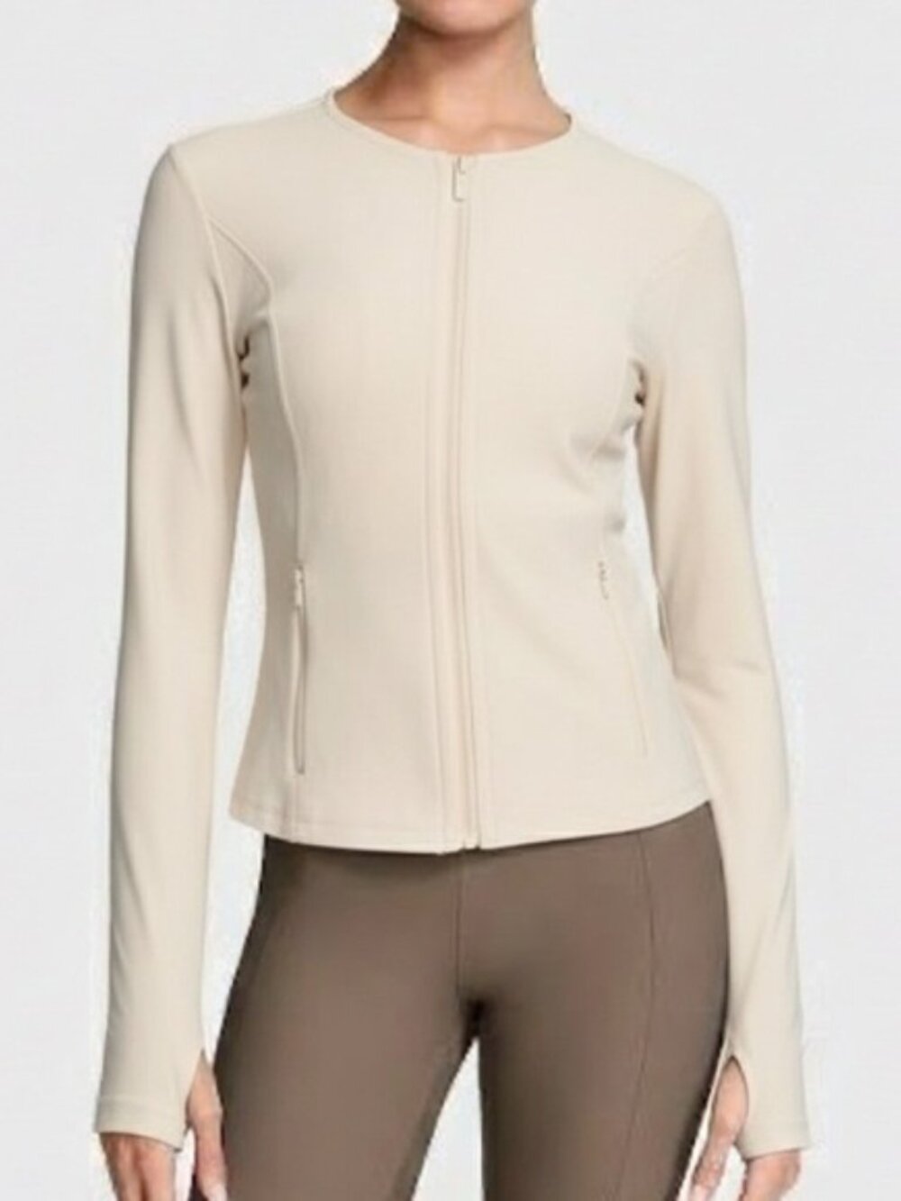 New Victoria's Secret Cream Lux Rib Activewear Jacket